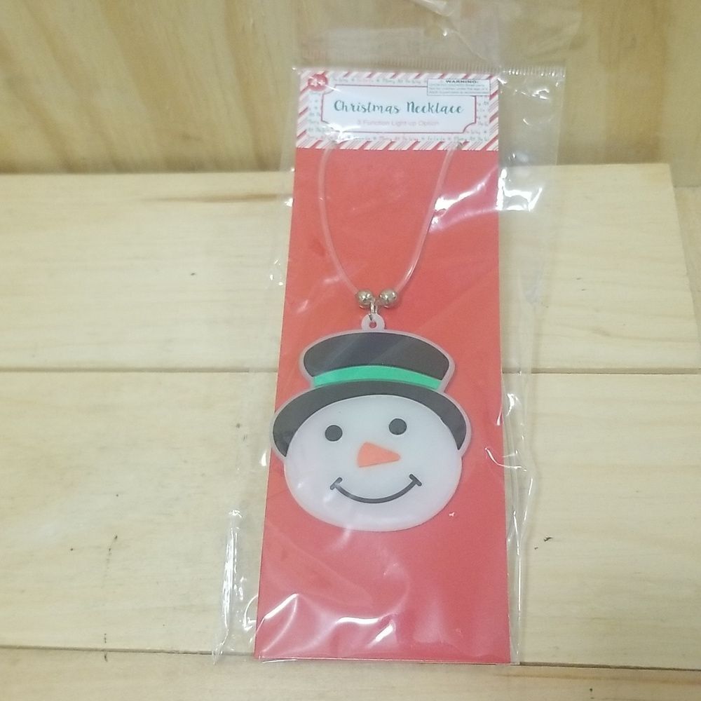 Snow Man Christmas Necklace with 3 function light option ( Brand new)